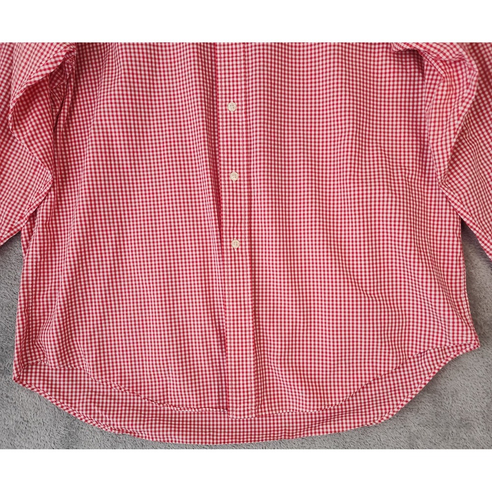 Ralph Lauren Blake Shirt Mens Large Red White Gingham Cotton Button Down - Picture 7 of 9